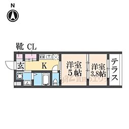レシオス京都西院 2Kの間取図画像
