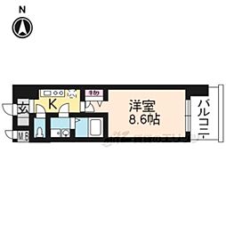 アーバンフラッツ五条堀川 1Kの間取図画像