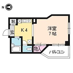 ラフィーネ四条堀川 1Kの間取図画像