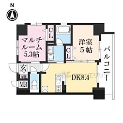 エステムプラザ京都聚楽第粋邸 2DKの間取図画像
