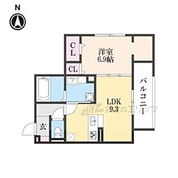 N'sCOURT 1LDKの間取図画像