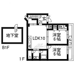カルティエフルール 2LDKの間取図画像