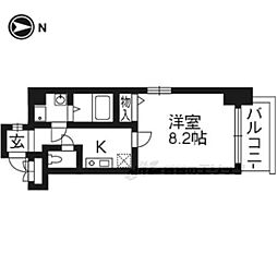 ビレイユ真英烏丸五条 1Kの間取図画像