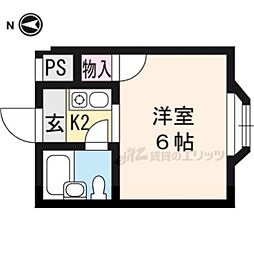 プチメゾン下鴨 1Kの間取図画像