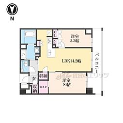 パラドール御所西グランデ 2LDKの間取図画像