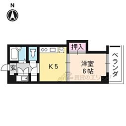 シェルブリュー四条大宮 1DKの間取図画像