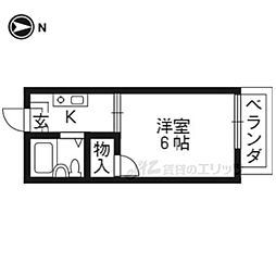 カームハウス 2階1Kの間取り