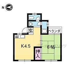 御土居マンション 1階1Kの間取り