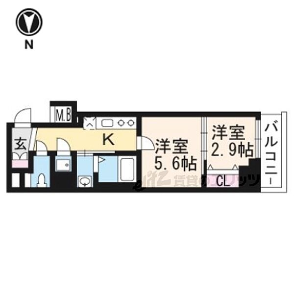 ファーストフィオーレ京都西陣 ｜京都府京都市上京区横大宮町(賃貸マンション2K・2階・30.01㎡)の写真 その2