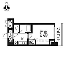 京都地下鉄東西線 京都市役所前駅 徒歩3分の賃貸マンション 5階1Kの間取り