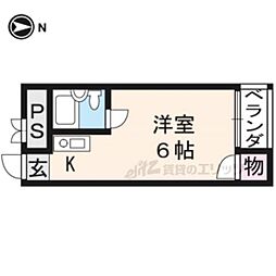 JR山陰本線 太秦駅 徒歩12分の賃貸マンション 3階1Kの間取り