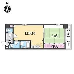 阪急京都本線 烏丸駅 徒歩7分の賃貸マンション 2階1LDKの間取り