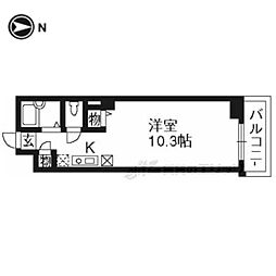 ベルフラワー 4階1Kの間取り