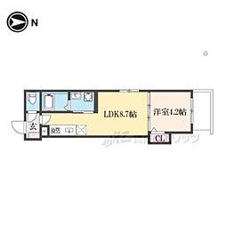 阪急京都本線 西院駅 徒歩8分の賃貸アパート 2階1LDKの間取り