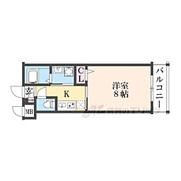 JR山陰本線 丹波口駅 徒歩8分の賃貸マンション 5階1Kの間取り