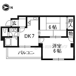 ライオンズ御前三条ビル 2階2DKの間取り
