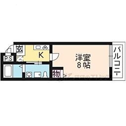 京都市営烏丸線 今出川駅 徒歩20分の賃貸マンション 1階1Kの間取り