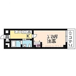 フラッティ今出川天神 6階1Kの間取り