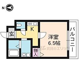 阪急京都本線 西院駅 徒歩6分の賃貸マンション 3階1Kの間取り