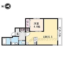 京福電気鉄道嵐山本線 太秦広隆寺駅 徒歩18分の賃貸マンション 4階1LDKの間取り