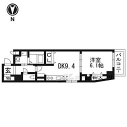 フェリオヴィヴァーチェ 6階1DKの間取り