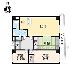 京都市営烏丸線 今出川駅 徒歩15分の賃貸マンション 7階3LDKの間取り