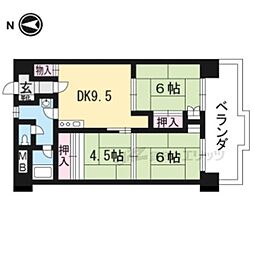 グランハイツ西ノ京 1階2DKの間取り