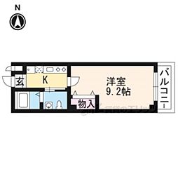 阪急京都本線 西院駅 徒歩12分の賃貸マンション 3階1Kの間取り