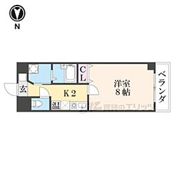 JR山陰本線 丹波口駅 徒歩3分の賃貸マンション 5階1Kの間取り