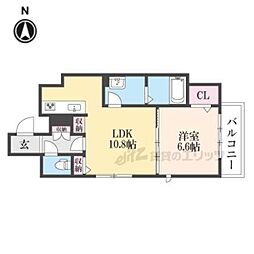 京都地下鉄東西線 二条城前駅 徒歩3分の賃貸マンション 2階1LDKの間取り