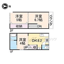京都市営烏丸線 今出川駅 徒歩19分の賃貸一戸建て 2DKの間取り