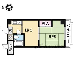 京都市営烏丸線 今出川駅 徒歩13分の賃貸マンション 8階1DKの間取り