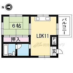 二条コーポ 1LDKの間取図画像