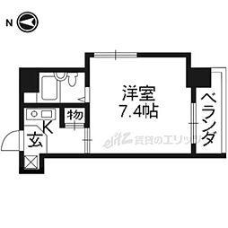 阪急京都本線 西京極駅 徒歩3分の賃貸マンション 2階1Kの間取り