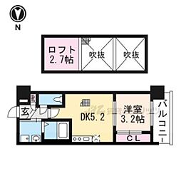 JR山陰本線 二条駅 徒歩14分の賃貸マンション 6階1DKの間取り