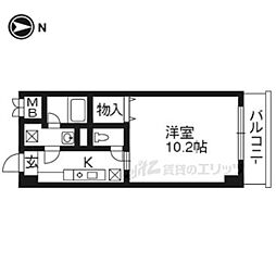 カノン雁金 4階1Kの間取り