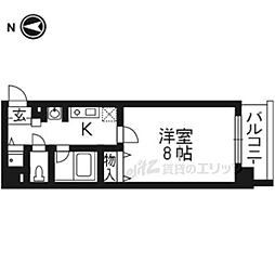 阪急京都本線 西院駅 徒歩7分の賃貸マンション 4階1Kの間取り