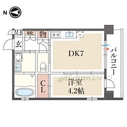 Ｍ’ｓＧａｒｄｅｎ京都西院 5階1DKの間取り