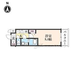 CREST TAPP 京都太秦天神川 dex I 1Kの間取図画像