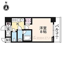 エステムコート京都西院 1Kの間取図画像