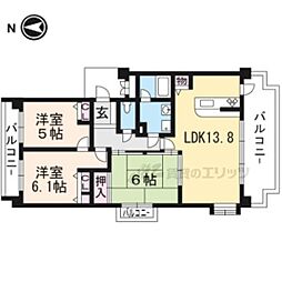 ダイアパレスオーセント鳴滝 3LDKの間取図画像