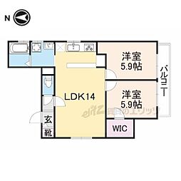 グレイス紫竹 2LDKの間取図画像