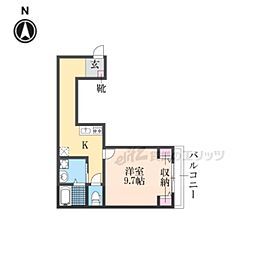 ラルゴ仁王門 1Kの間取図画像