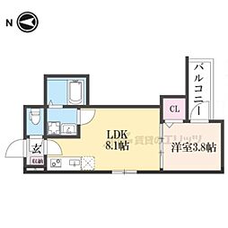 アビタシオン嵯峨嵐山 1LDKの間取図画像