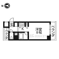 ノアーズアーク京都五条 ワンルームの間取図画像