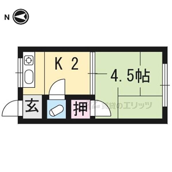 あすか荘 206｜京都府京都市左京区一乗寺築田町(賃貸アパート1K・2階・11.34㎡)の写真 その2