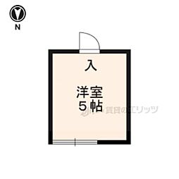 京都市営烏丸線 松ヶ崎駅 徒歩13分の賃貸アパート 2階ワンルームの間取り