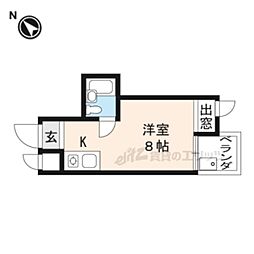 京阪本線 出町柳駅 徒歩7分の賃貸マンション 2階ワンルームの間取り