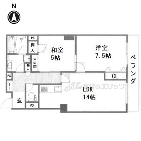 レヴィア北白川 408｜京都府京都市左京区北白川山田町(賃貸マンション2LDK・4階・61.35㎡)の写真 その2