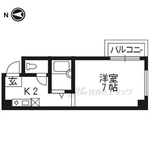 ヴィラ中立売 301｜京都府京都市上京区大宮一条下ル西側梨木町(賃貸マンション1K・3階・20.25㎡)の写真 その2